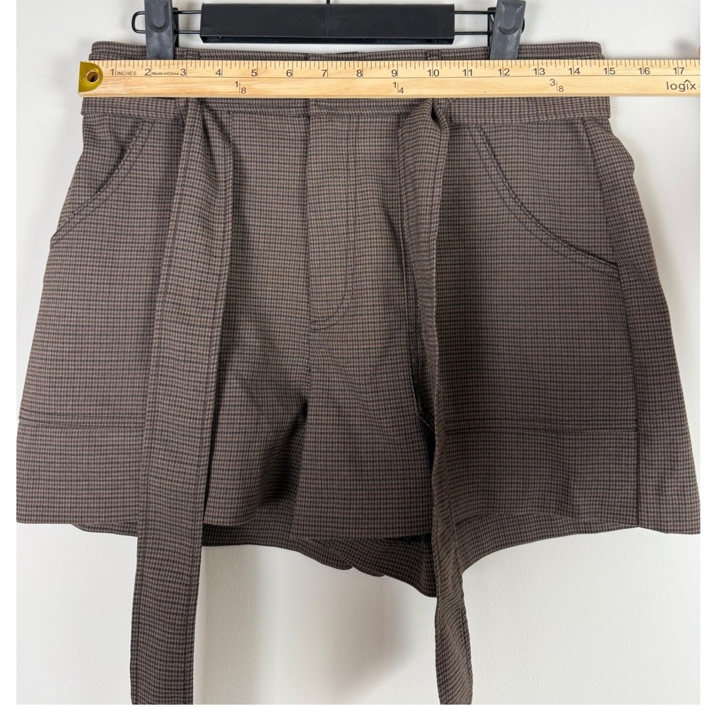 ZARA‎ Brown Houndstooth Belted Shorts Women Size M - Picture 5 of 7